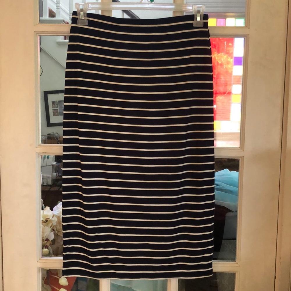 Striped, Knit Pencil Skirt